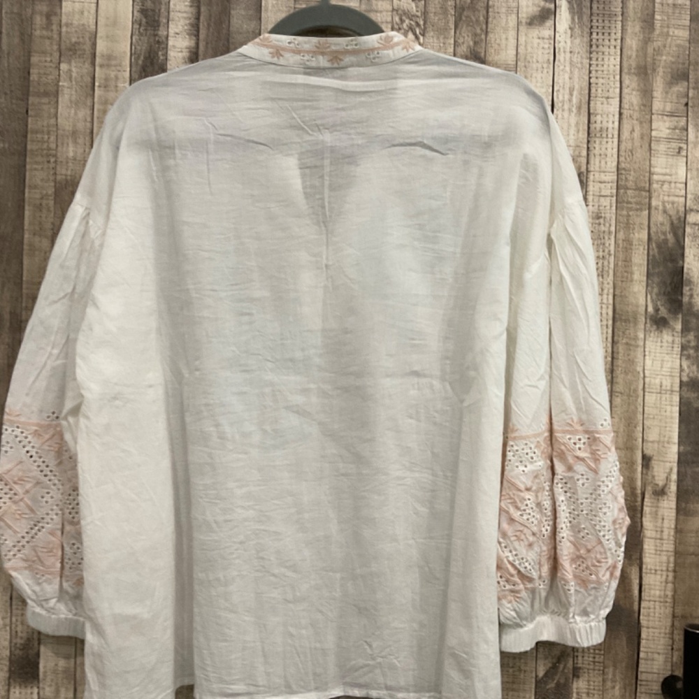 Cleobella White and Pink Embroidered Blouse - Picture 2 of 6